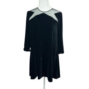 Little White Lies Illusion Velvet Dress Black